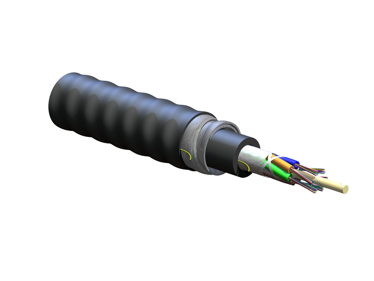 Corning 072TWP-T4180DA3 | FREEDM Loose Tube, Gel-Free, Interlocking Armored Cable, Plenum