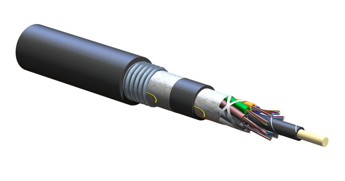 Corning 096EUV-T4101D2N | Industrial LSZH Tray-Rated, Loose Tube, Gel-Free, Corrugated Armored Cable  96 F, Single-mode (OS2)