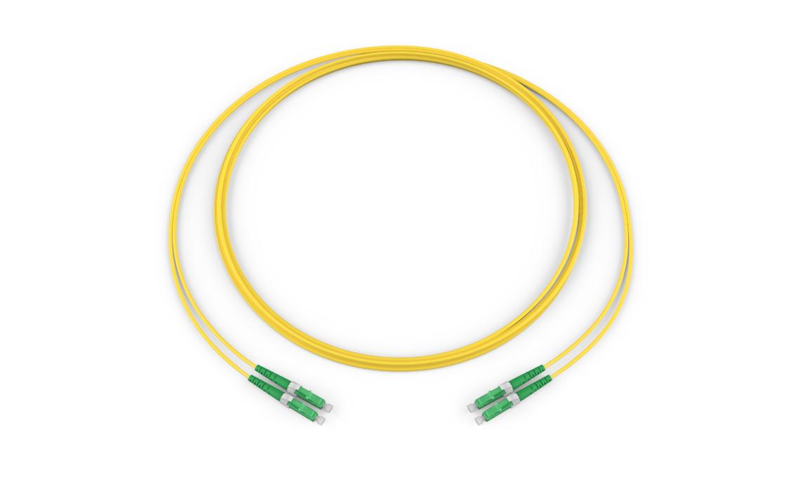 Corning 222202R5120002M | LC APC to LC APC Patch cord, 2 F, Zipcord Tight-Buffered Cable, Riser, 2.0 mm legs