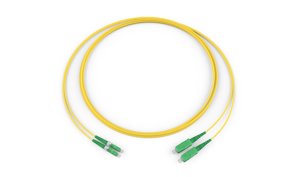 Corning 224402R5120003M | Standard LCAPC Simplex SM / Standard SCAPC Simplex SM, SMF, 2F, Zipcord Riser, Standard Yellow Jacket 3 Meters