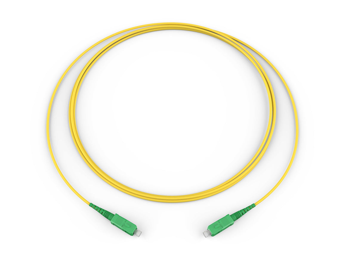 Corning 444401R2131003M | Fiber Optic Jumper, 1 F, SC APC to SC APC, Tight-Buffered Cable, Riser, 2.0 mm  Standard SCAPC Simplex SM / Standard SCAPC Simplex SM, SMF, 1F, Single Fiber Riser, Standard Yellow Jacket 3 Meters