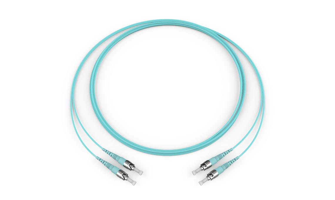 Corning 505002T5820001M | Standard ST MM / Standard ST MM, OM3 50um, 2F, Zipcord Plenum, Standard Aqua Jacket 1 Meters
