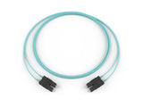 Corning 575702T5180005M | Fiber Optic Jumper, 2 F, SC Duplex to SC Duplex, Zipcord Cable, Riser, 2.9 mm legs  Standard SC Duplex MM / Standard SC Duplex MM, OM3 50um, 2F, Zipcord Riser, Standard Aqua Jacket 5 Meters