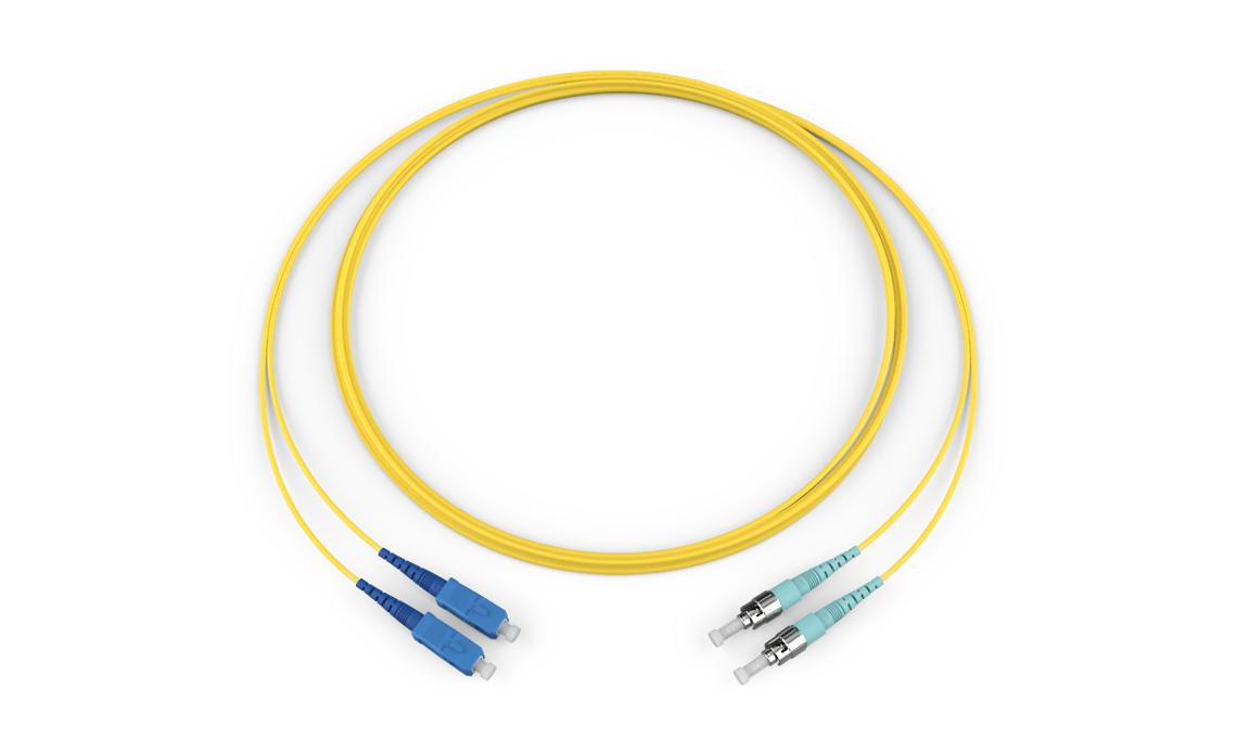 Corning 586102R5120002M | Standard SCUPC Simplex SM / Standard ST SM, SMF, 2F, Zipcord Riser, Standard Yellow Jacket 2 Meters