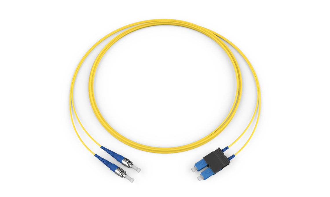 Corning 617202G5820002M | Standard ST SM/Standard SCUPC Duplex SM, SMF Ultra, 2F, Zipcord Plenum, Standard Yellow Jacket 2 Meters