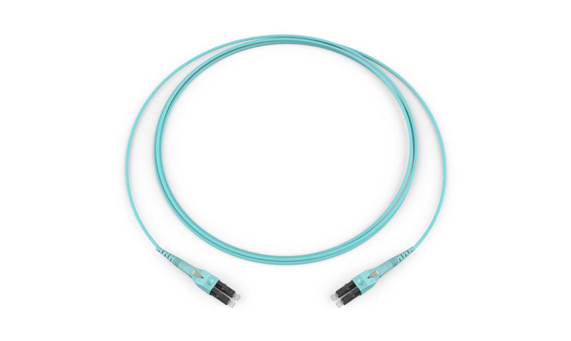 Corning 797902QD820055F | Standard LC Uniboot MM / Standard LC Uniboot MM, OM4 50um, 2F, DFX 250 Plenum, Standard Aqua Jacket 55 Feet