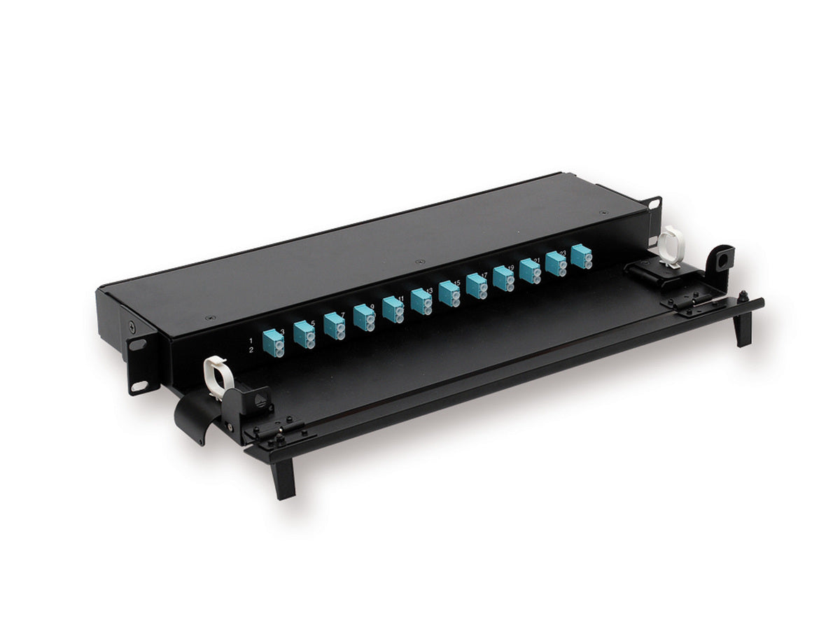 Corning CC1-12OTS-12E4H | Integrated 1U Housing  12 F, rear-mounted OptiTip Adapters, front-mounted LC duplex Adapters, 50 µm Multimode (OM3)