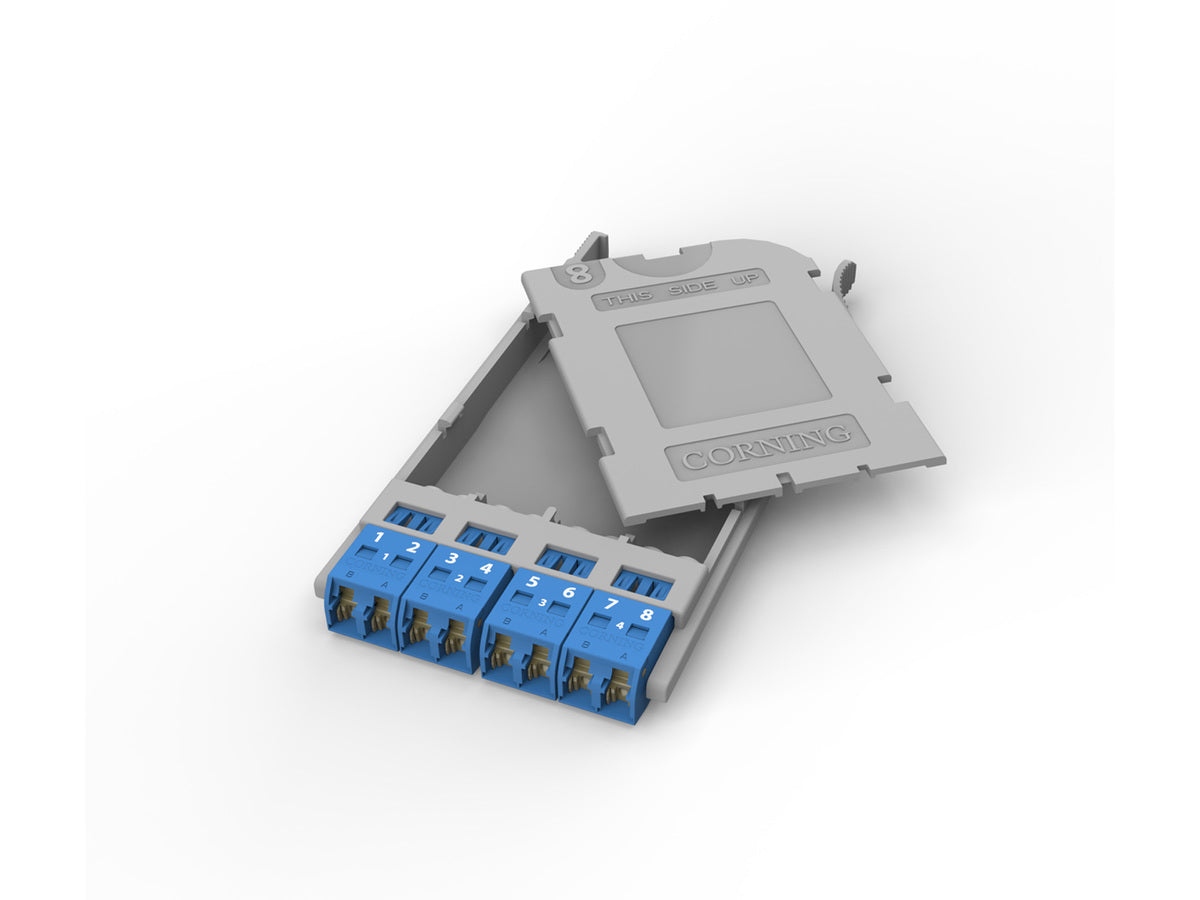 Corning EMOD8-CP08-AE | EDGE8 Adapter Panels, LC  Shuttered, 8F, blue adapter