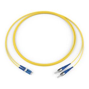 Corning 046102G5120010M | Standard LCUPC Duplex SM / Standard ST SM, SMF Ultra, 2F, Zipcord Riser, Standard Yellow Jacket 10 Meters