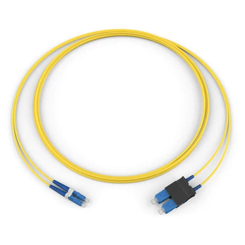 Corning 047202R5120002M | Fiber Optic Jumper, 2 F, LC Duplex to SC Duplex, Zipcord Cable, Riser, 2.0 mm legs