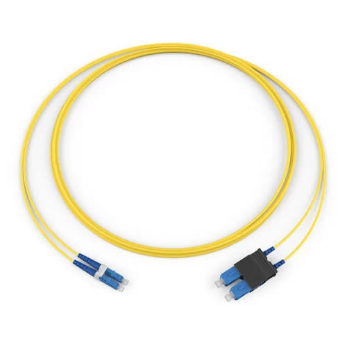 Corning 047202R5120010M | Standard LCUPC Duplex SM / Standard SCUPC Duplex SM, SMF, 2F, Zipcord Riser, Standard Yellow Jacket 10 Meters