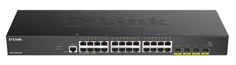 D-Link Systems Inc DGS-1250-28X-6KV | 28-Port Gigabit Smart Managed Switch, 24 GbE + 4 10G SFP+ Ports