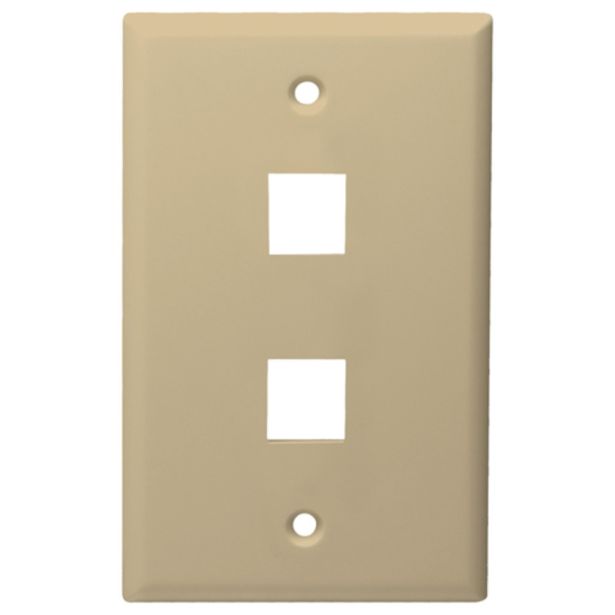Datacomm Electronics 20-3002-IV | Keystone Plate, 2-Port Standard Size, Ivory, UL