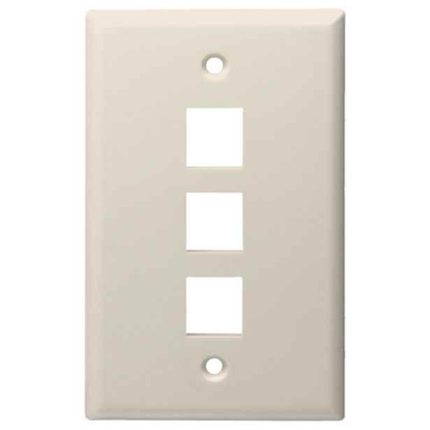 Datacomm Electronics 20-3003-LA | Keystone Plate, 3-Port Standard Size, Lite Almond, UL