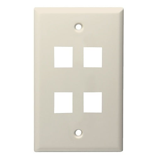 Datacomm Electronics 20-3004-LA | Keystone Plate, 4-Port Standard Size, Lite Almond, UL