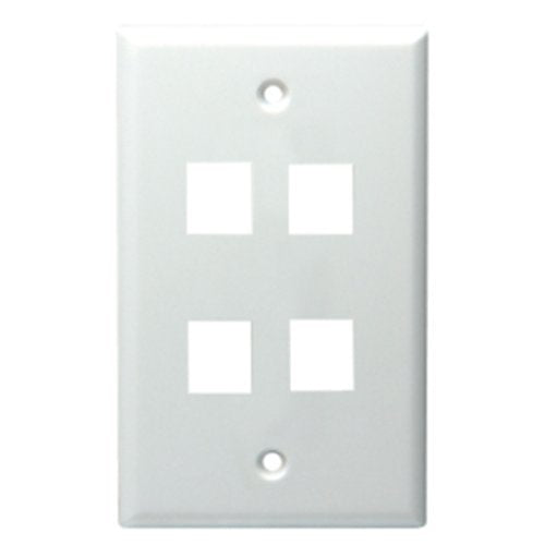 Datacomm Electronics 20-3004-WH | Keystone Plate, 4-Port Standard Size, White, UL