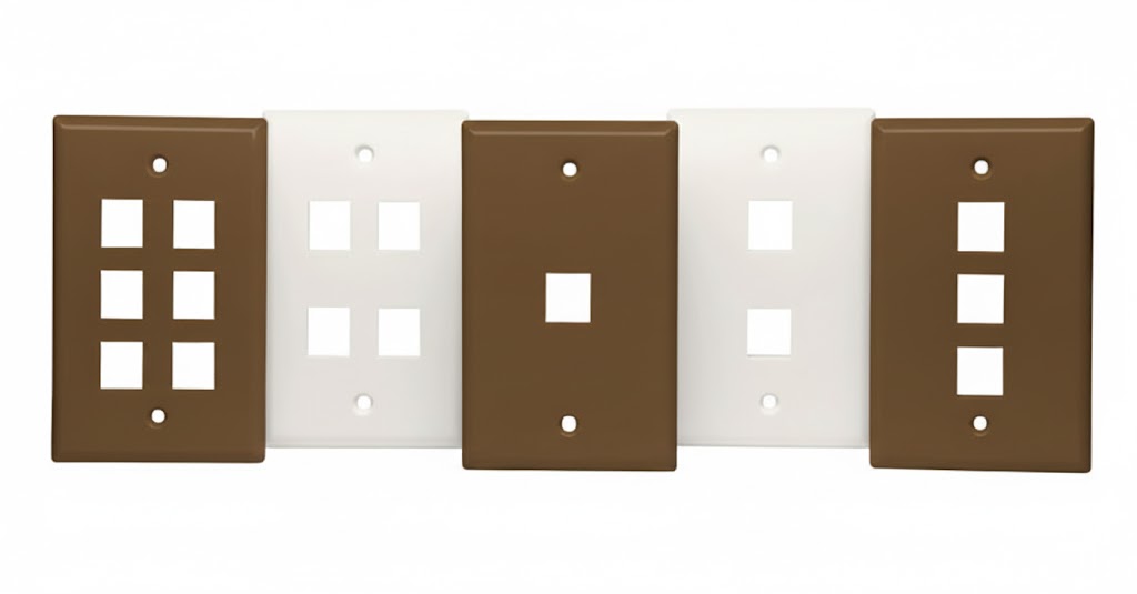 Datacomm Electronics 20-3006-BR | Keystone Plate, 6-Port Standard Size, Brown, UL