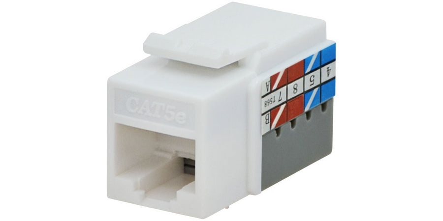 Datacomm Electronics 20-3425-WH-10 | Cat5e Keystone Jack, T568A/B Wiring, White, 10-Pack