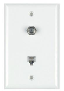 Datacomm Electronics 40-1515 | Color-Rite Combination Phone/Coax Plate, Standard Size, Lite Almond