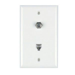 Datacomm Electronics 40-1721 | Color-Rite Combination Phone/Coax Plate, Mid-Size, Ivory