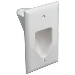 Datacomm Electronics 45-0001-WH | 1 Gang Recessed Low Voltage Cable Plate, White