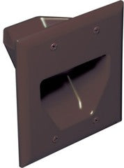 Datacomm Electronics 45-0002-BR | 2 Gang Recessed Low Voltage Cable Plate, Brown