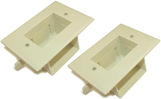 Datacomm Electronics 45-0008-LA | Easy Mount Recessed Low Voltage Cable Plate, Lite Almond
