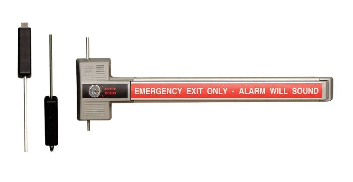 Detex Corporation ECL-230X-TB | Exit Control Lock, Deadbolt, Alarmed, Top and Bottom, Gray, 100 dB Alarm