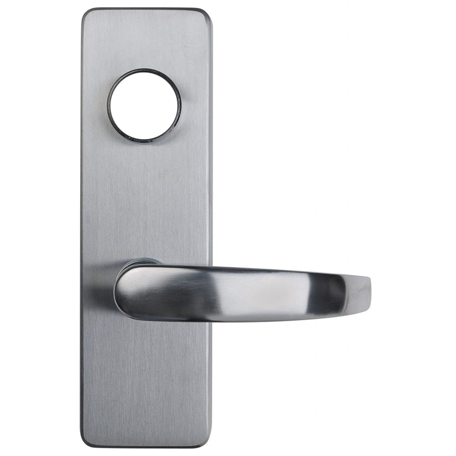 Detex Corporation EU-FSA-S-626-RHR | Electric Exit Device Trim, S Lever, Less Cylinder, FSA, Satin Chrome, Right-Hand Reverse