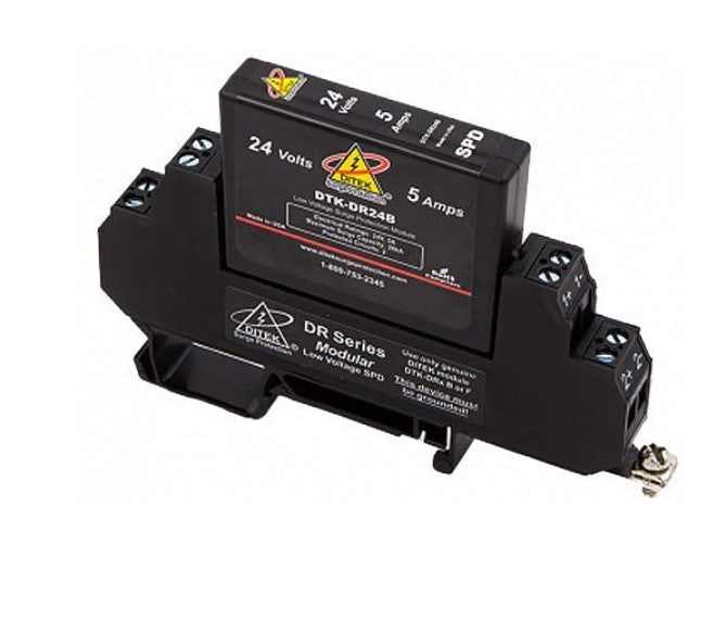 Ditek DTK-DR24B | Low Voltage DIN Rail Surge Protector for 24V circuit pairs