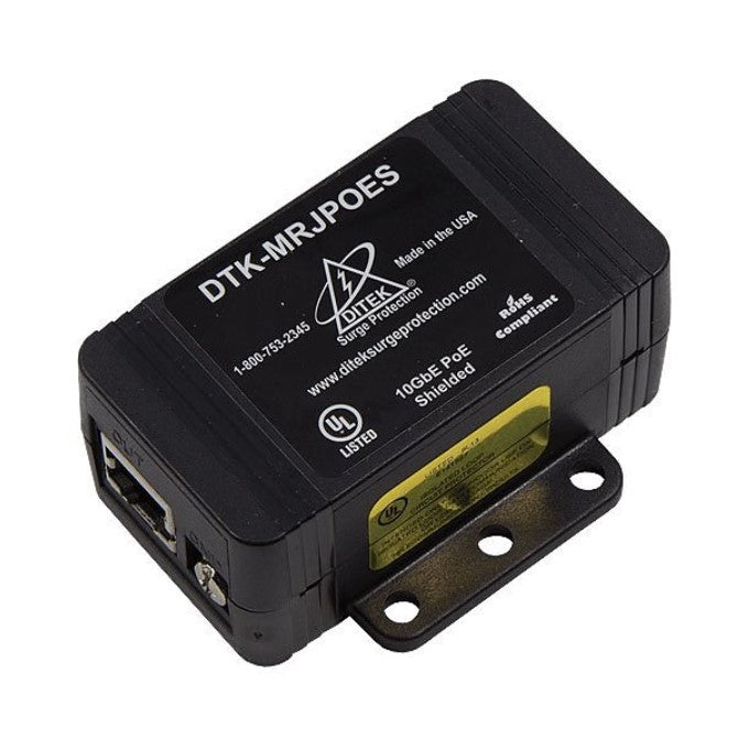 Ditek DTKMRJPOES | Shielded RJ45 Female In/Out PoE Surge Protector