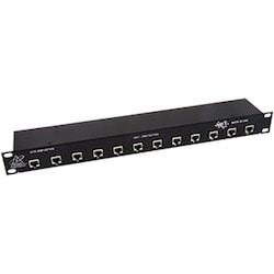 Ditek DTK-RM12ETHS | 12 Channel Shielded Rj45 In/Out, 1U, 19" Rack Mount, Cat5E, Gigabit Ethernet