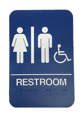 Don-Jo HS-9070-32 | Restroom Sign, Women/Men/Handicap, 6" Width x 9" Height, Blue