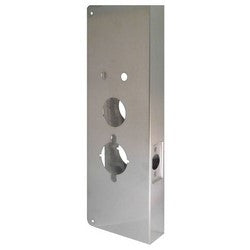 Don-Jo Mfg Inc 27-AB-CW | Door Lock Wrap Around Plate, 5" x 15", 2-3/4" Backset, 1-3/4" Door, 22 Gauge, Polished Brass, For Alarm Lock