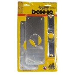 Don-Jo Mfg Inc RPK-109-605 | Remodeler Plate Kit, 3-1/2" x 9", Polished Brass, Includes (2) Remodeler Plate, (1) Mortise Conversion Plate, Fastener