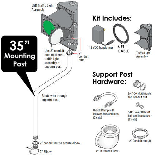 Door King 1603-222 | Traffic Signal 12 Vdc With 35" Mount Post