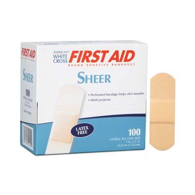 Dukal LLC 1290033 | American White Cross Sheer Adhesive Bandages 1" X 3", 100/Box