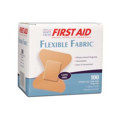Dukal LLC 1607033 | American White Cross Flexible Fabric Adhesive Fingertip Bandages 1-3/4" X 2", 100/Box