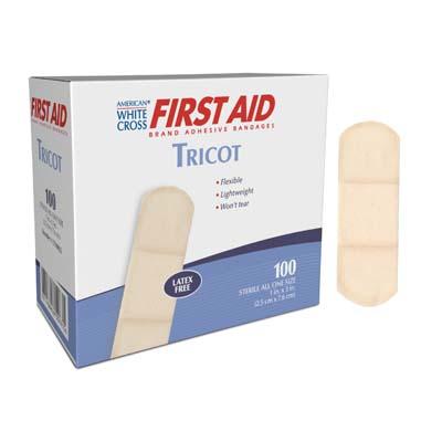 Dukal LLC 1790033 | American White Cross Tricot Adhesive Bandages 1" X 3", 100/Box