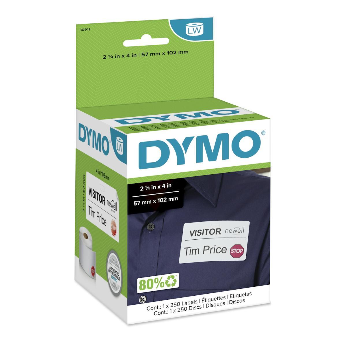 Dymo Corporation 30911 | Label, Black, Height 3.3 in., Length 4.1 in