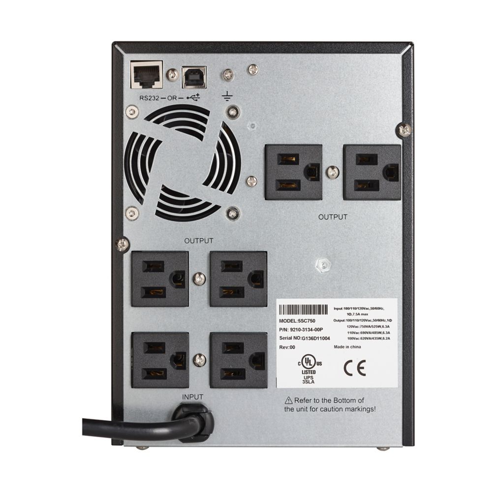 Eaton Power Quality 5SC750 | 5Sc UPS, 750 Va, 525 W, 5-15P Input, Outputs, (6) 5-15R