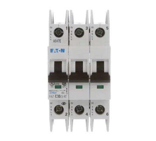 Eaton Power Quality FAZ-C30/3-RT | Miniature Circuit Breakers, 30A 3 Pole, C Curve, UL 489, Ring Term, FAZ Series