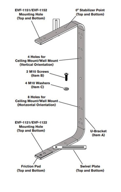 Electro-Voice EVF-UB-BLK | Evf-Ub-Black, U-Bracket for Evf Series Loudspeakers, Black