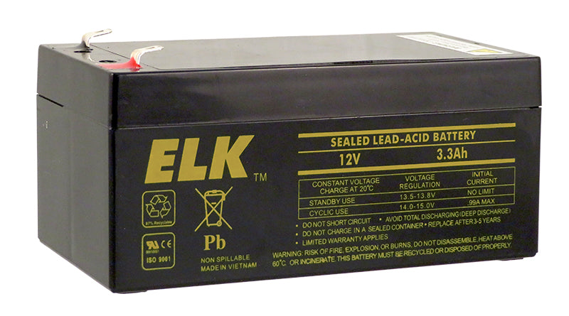 Elk Products Inc. ELK-1233 | Sealed Lead Acid Battery, 12 V 3.3Ah