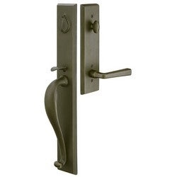 Emtek Products Inc 451613 D MB RH | Door Entrance Handleset, Rectangular Full Length, Tubular, Single Cylinder, Durango Lever, Right Hand, 19" Length X 2-13/16" Width, Cast Bronze, Medium Bronze, Includes Latch