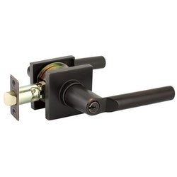 Emtek Products Inc 5122 HN US19 RH | Door Lever Set, Square Rosette Style, Hanover Key-In-Knob, Right Hand, Flat Black, Includes Rosette, Latch/Strike Plate