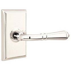 Emtek Products Inc 8121 T US19 RH | Door Lever Set, Turino, Rectangular Rosette Style, Right Hand, 4-1/2" Length, 2" Clearance, 2-3/4" Projection, Flat Black, Includes Rosette, Latch/Strike Plate, For Passage