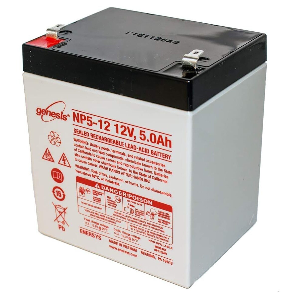 EnerSys NP5-12T | Sealed Lead Acid Battery, 12 V, 5 Ah, Tab Terminal