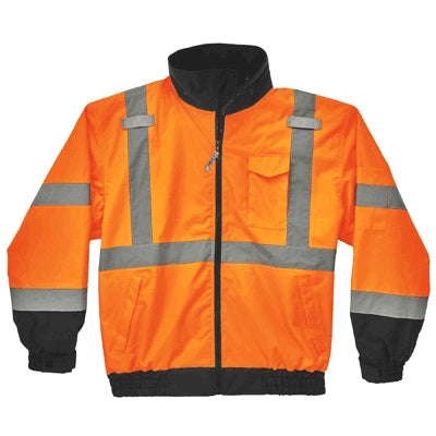 Ergodyne 24464 | Glowear 8379 Type R Class 3 Fleece Lined Bomber Jacket Orange, Large