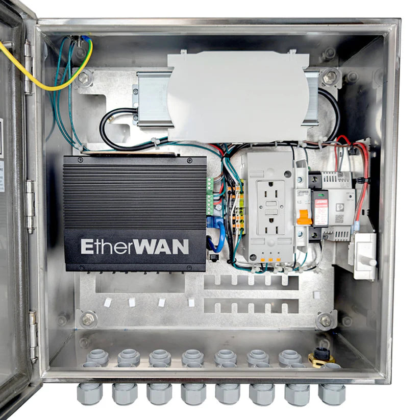 Etherwan Systems EASYPOE34X-M4G | NEMA-Rated Indoor/Outdoor Metal Enclosure w/ 4G LTE router